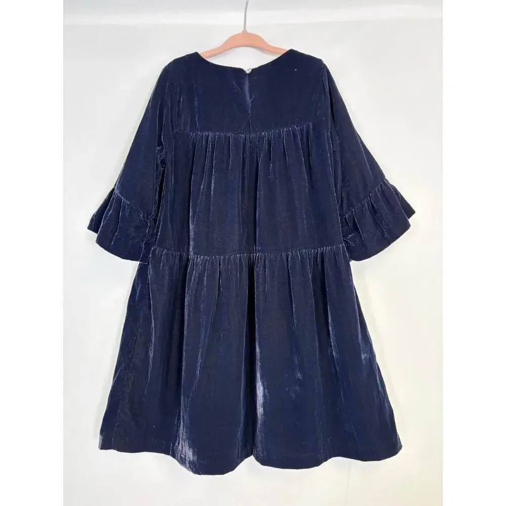 Gymboree Girls Blue Velvet Dress Lined Holiday Party‎ Wedding Size 7